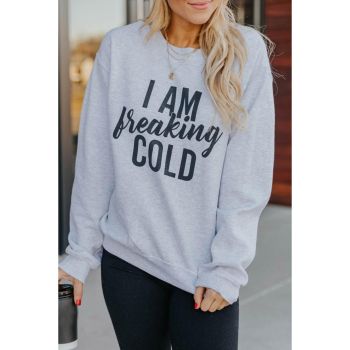 Azura Exchange Breaking COLD Letter Print Sweatshirt - 2XL