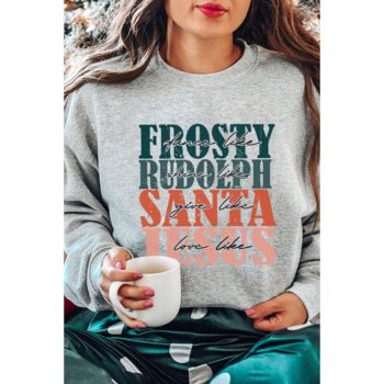 Azura Exchange Long Sleeve Sweatshirt with Frosty Rudolph and Santa Jesus - M