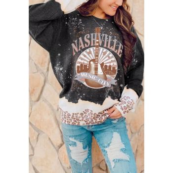 Azura Exchange Music City Guitar Leopard Color Block Sweatshirt - L