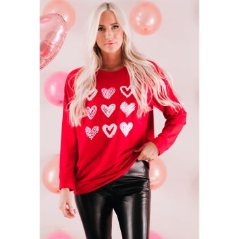 Azura Exchange Hearts Print Crewneck Sweatshirt - 2XL