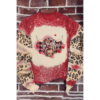 Azura Exchange Heifer Graphic Print Leopard Bleached Sweatshirt - L