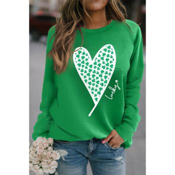 Azura Exchange Lucky Clover Heart Graphic Sweatshirt - L