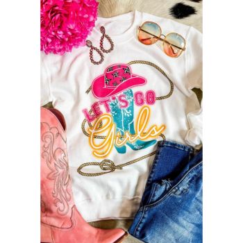 Azura Exchange Girls Hat Boots Graphic Print Sweatshirt - M