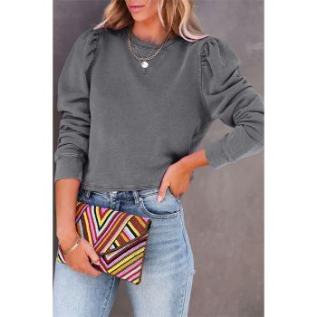 Azura Exchange Vintage Washed Puff Sleeve Sweatshirt - L