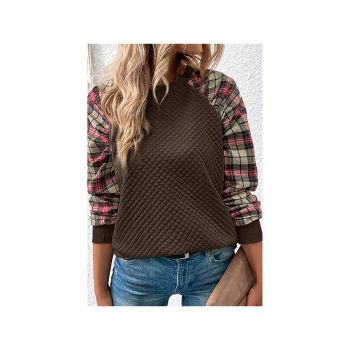 Azura Exchange Plaid Raglan Sleeve Sweatshirt - L