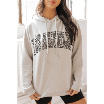 Azura Exchange Leopard Letter Graphic Hooded Sweatshirt - L