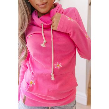 Azura Exchange Flower Embroidered Cowl Neck Sweatshirt - M