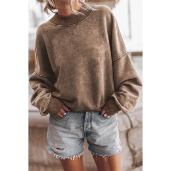 Azura Exchange Relaxed Brown Crew Neck Sweatshirt with Drop Shoulder Design - 2XL