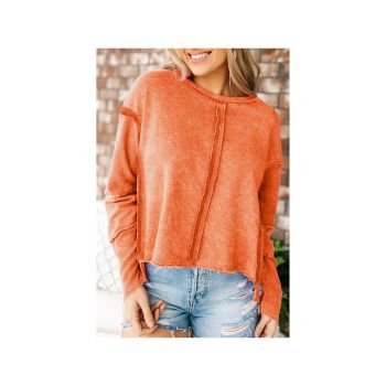 Azura Exchange Exposed Seamed High Low Raw Edge Sweatshirt - L