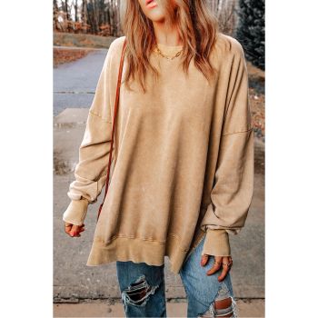 Azura Exchange Oversized Khaki Drop Shoulder Sweatshirt - L