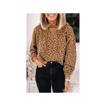 Azura Exchange Leopard Long Sleeve Cropped Hoodie - L