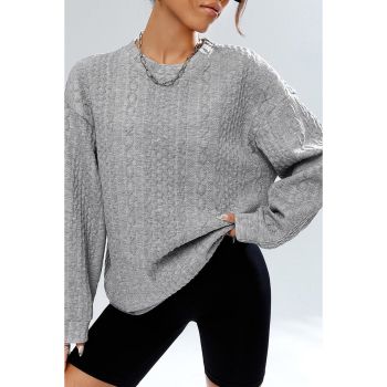 Azura Exchange Textured Drop Shoulder Pullover Sweatshirt - L