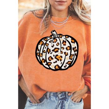 Azura Exchange Leopard Graphic Corded Sweatshirt - 2XL