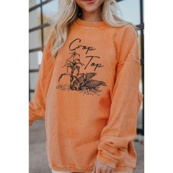 Azura Exchange Corn Graphic Orange Crop Top Sweatshirt - L