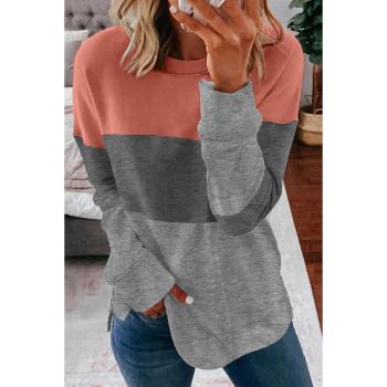 Azura Exchange Gray Contrast Stitching Sweatshirt with Slits - 2XL