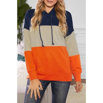 Azura Exchange Color Block Stripe Hoodie with Drawstring - L