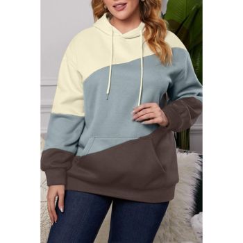 Azura Exchange Blue Colorblock Kangaroo Pocket Hoodie - 5X