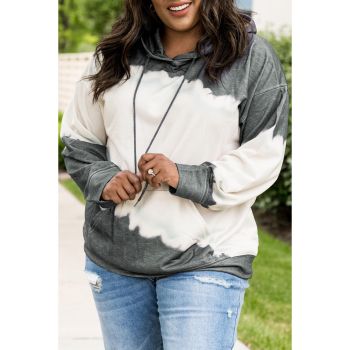 Azura Exchange Gray Tie-Dyed Color Block Plus Size Hoodie - 2X