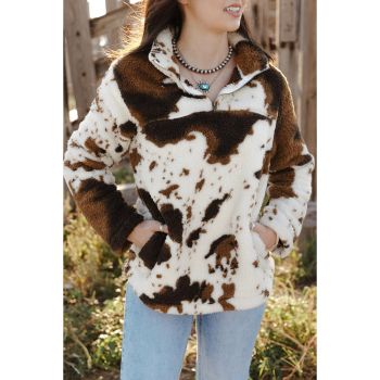 Azura Exchange Cow Print Fleece Sweatshirt - 2XL