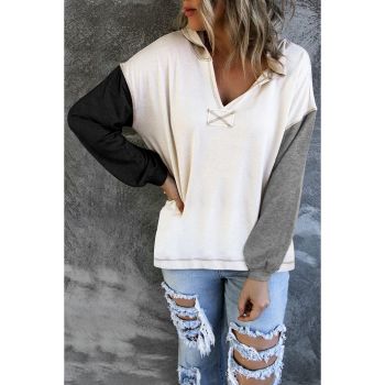 Azura Exchange V Neck Long Sleeve Hoodie - S