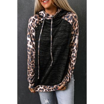 Azura Exchange Leopard Contrast Hoodie - L