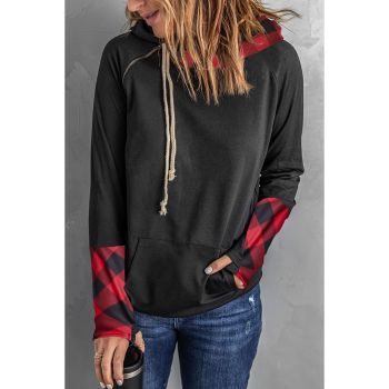 Azura Exchange Plaid Double Hoods Thumb Hole Hoodie - M