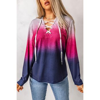 Azura Exchange Gradient Lace Up Hoodie - L