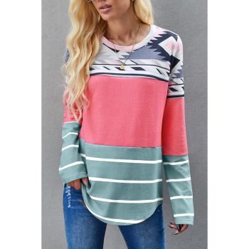 Azura Exchange Tribal Striped Long Sleeve T-shirt - M