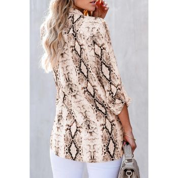 Azura Exchange Snake Print Shirt with Pockets - S