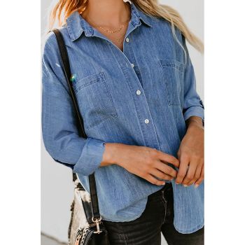 Azura Exchange Buttoned Long Sleeve Denim Shirt - 2XL