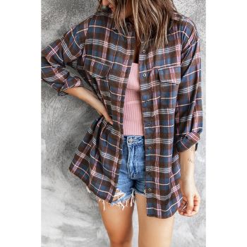 Azura Exchange Long Sleeve Plaid Shirt with Pocket Buttons - 2XL