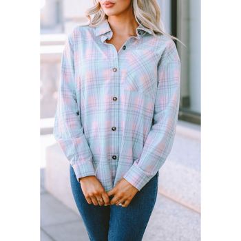 Azura Exchange Plaid Pattern Long Sleeve Shirt with Collared Neckline - 2XL