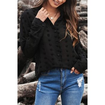 Azura Exchange Polka Dot Long Sleeve Button Shirt - L