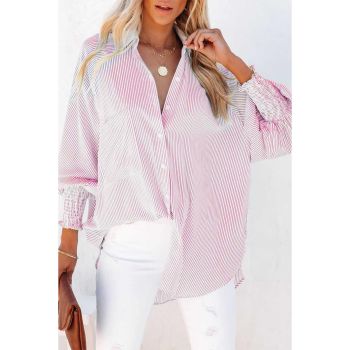 Azura Exchange Striped Boyfriend Shirt with Pocket - L