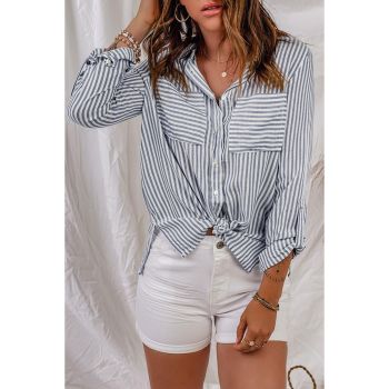 Azura Exchange Striped Long Sleeve Shirt with Pocketed Buttons - 2XL