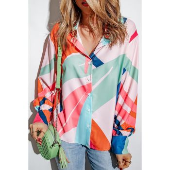 Azura Exchange Abstract Print Cuffed Sleeve Shirt - 2XL