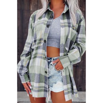 Azura Exchange Plaid Button Up Patch Pocket Shirt - L