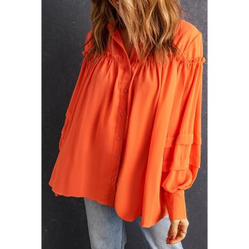 Azura Exchange Frill Trim Puff Sleeve Shirt - 2XL