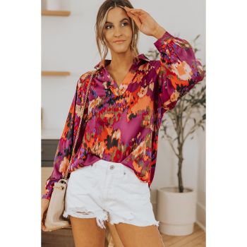 Azura Exchange Graffiti Print Puff Sleeve Blouse - S