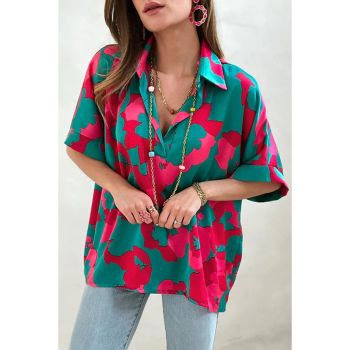 Azura Exchange V Neck Abstract Print Blouse - M