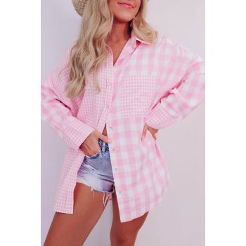 Azura Exchange Checked Patchwork Long Sleeve Shirt - M