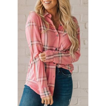 Azura Exchange Plaid Print Button Front Shirt - L