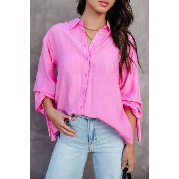 Azura Exchange Split Back Tie Knot Buttoned Shirt - L