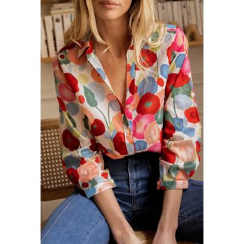 Azura Exchange Floral Print Bracelet Sleeve Shirt - L