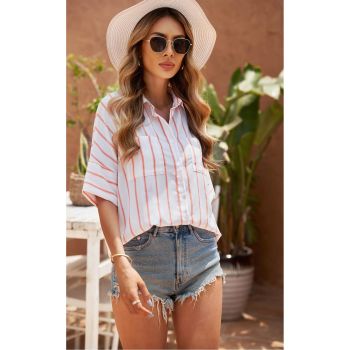 Azura Exchange Striped Shirt with Pockets - M