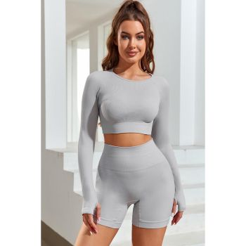 Azura Exchange Seamless Long Sleeve Crop Top - L