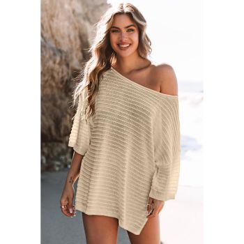 Azura Exchange Textured Knit Drop Shoulder Tee - L