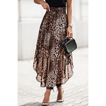 Azura Exchange Leopard Smocked Waist Skirt - L