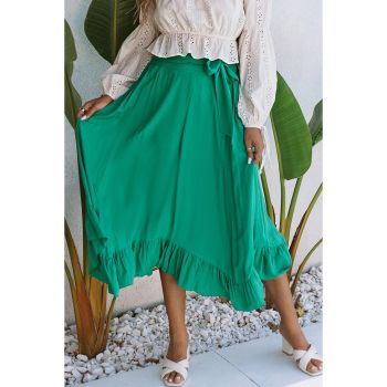 Azura Exchange Asymmetric Flounce Belted Maxi Skirt - S