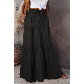 Azura Exchange Tiered Drawstring Waist Maxi Skirt - L